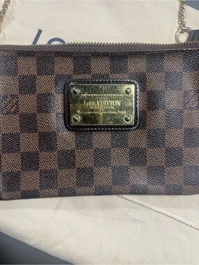 Louis Vuitton Damier Ebene Mini Bag with Gold Plaque